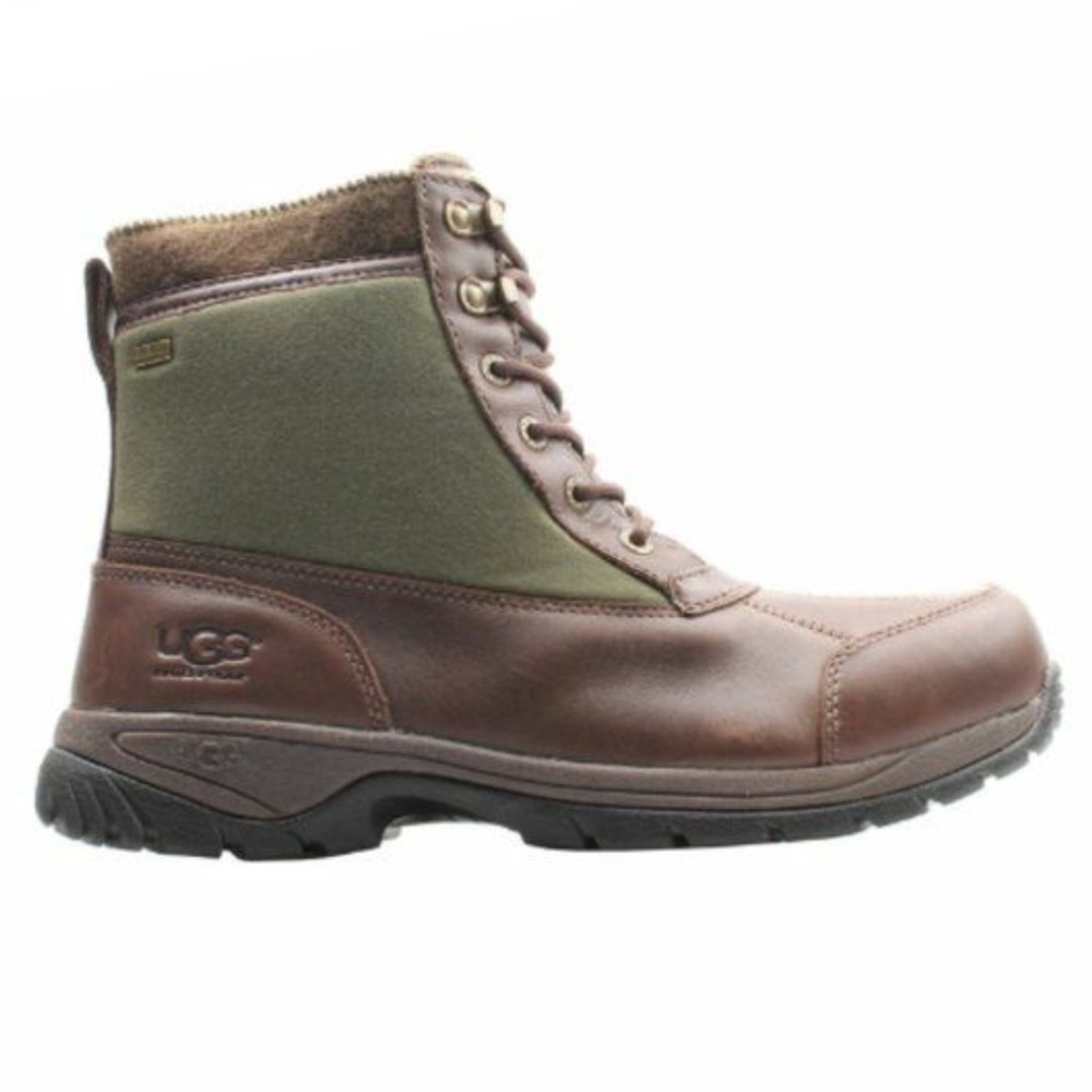 UGG Men's Brown and Olive Leather Lace-Up Boot